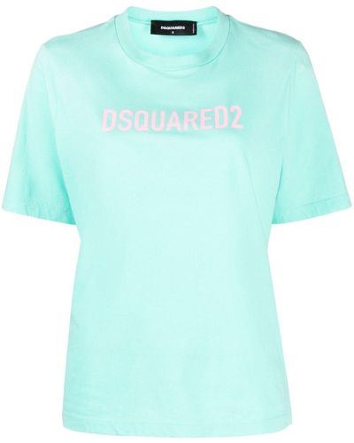 DSquared² T-shirt en coton à logo imprimé - Bleu