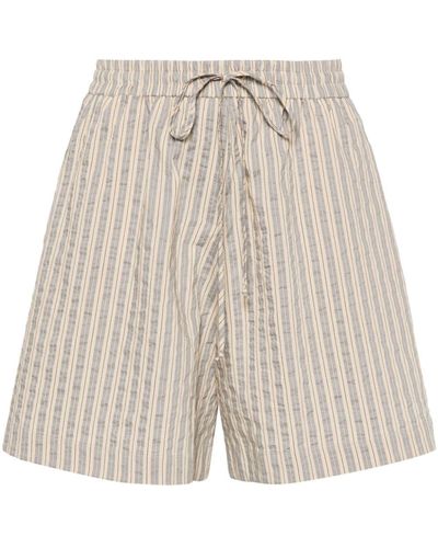Alysi Striped Cotton Shorts - Natural