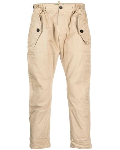 DSquared² Embroidered-logo Cropped Pants - Natural