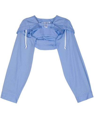 Comme des Garçons Hooded cropped cotton jacket - Blau