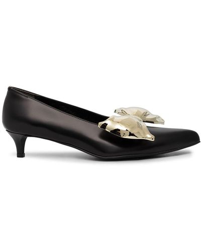 Comme des Garçons Oversized-bow 40mm Kitten Heel Court Shoes - Black