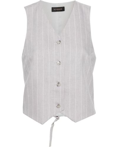 ANDAMANE Pinstriped Tailored Vest - Gray