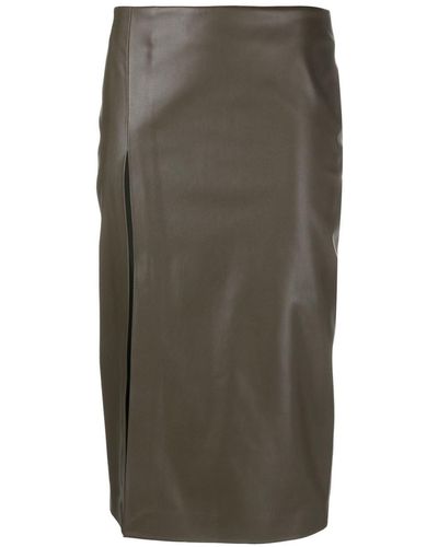 Blanca Vita Front Slit-detail Midi Skirt - Grey
