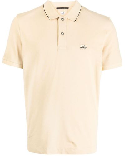 C.P. Company Logo-patch Cotton Polo Shirt - Natural