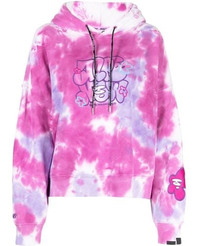 Aape By A Bathing Ape Logo-Embroidered Tie-Dye Hoodie - Pink