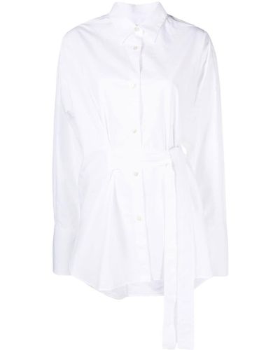 Studio Nicholson Tied-waist Cotton Shirt - White