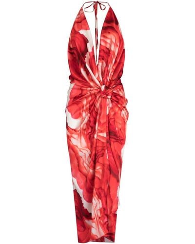 Silvia Tcherassi Guadalupe Twisted Midi Dress - Red
