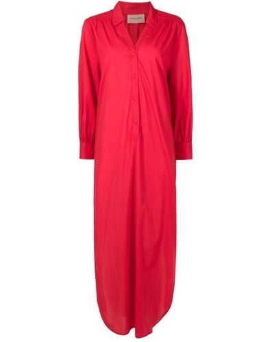 Adriana Degreas Robe-chemise en coton à col v - Rouge