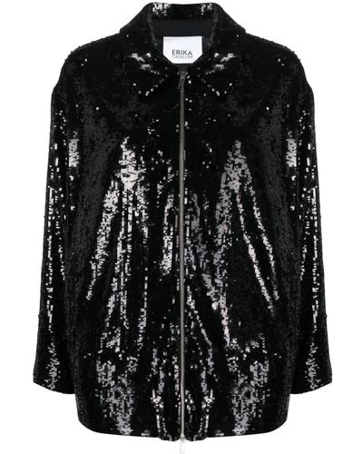 Erika Cavallini Semi Couture Sequinned Long-sleeve Jacket - Black