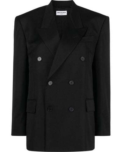 Balenciaga Shrunk Db Wool Blazer - Black