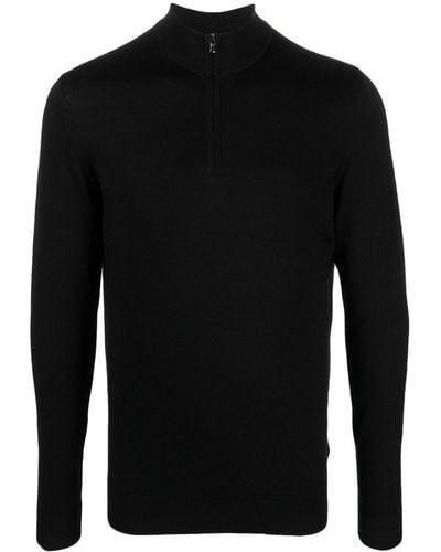 Sunspel Half-zip Merino Sweater - Black
