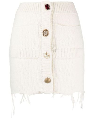 Vetements Rhinestone-embellished Knitted Miniskirt - White