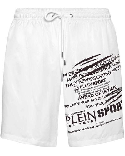 Philipp Plein Short de bain à logo imprimé - Blanc