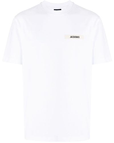 Jacquemus T-Shirt aus Baumwoll-Jersey mit Ripsband und Logostickerei - Weiß