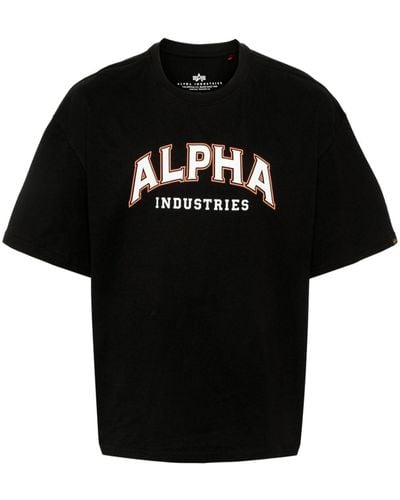 Alpha Industries T-Shirt mit Logo-Print - Schwarz