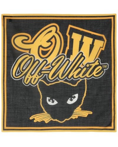 Off-White c/o Virgil Abloh Logo-print Square-shape Scarf - Metallic