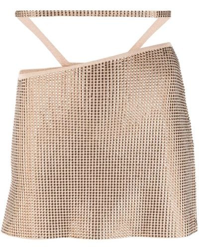 ANDREADAMO Rhinestone-embellished Mini Skirt - Natural