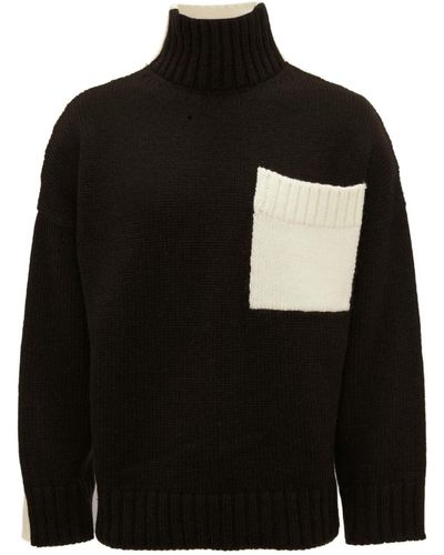 JW Anderson Logo-embroidered High-neck Sweater - Black