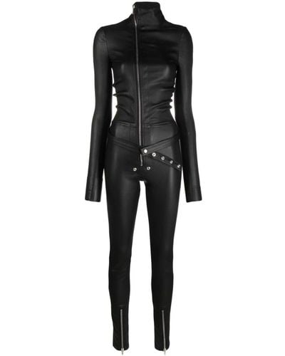 Rick Owens Luxor Tight Gary Leather Jumpsuit - Black