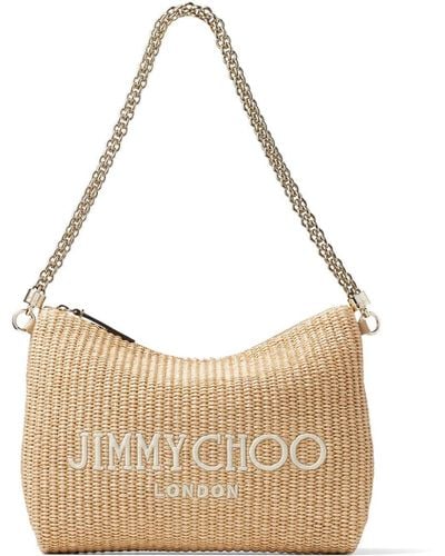 Jimmy Choo Callie Logo-embroidered Shoulder Bag - Natural