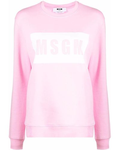 MSGM Crew Neck Logo-print Sweatshirt - Pink