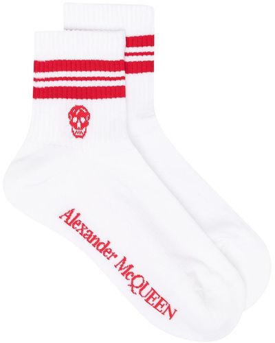 Alexander McQueen Calcetines con ribete de rayas - Blanco