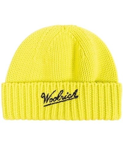Woolrich Logo-Intarsia Beanie - Yellow