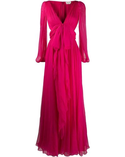 Alexander McQueen リボン イブニングドレス - ピンク
