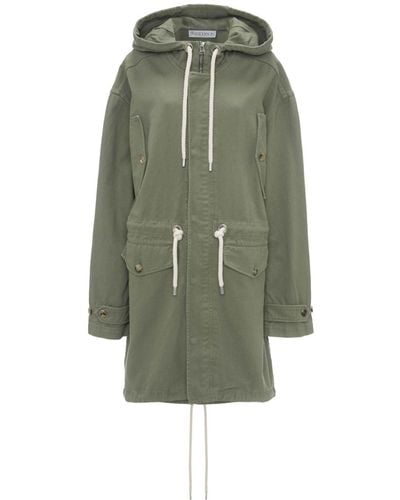JW Anderson Drawstring Cotton Hooded Parka - Green