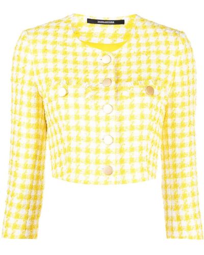 Tagliatore Cropped Check-pattern Jacket - Yellow