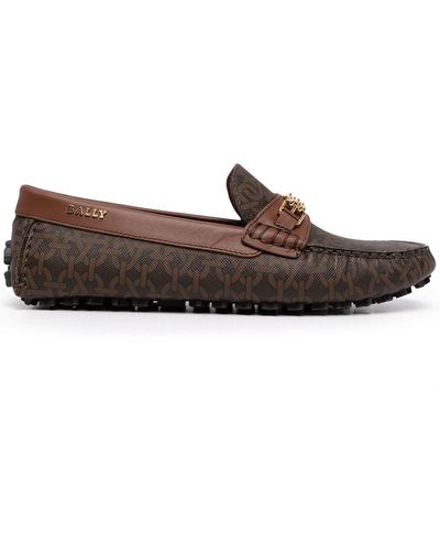 Bally Lezy Monogram-print Loafers - Brown