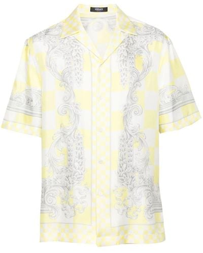 Versace Seidenhemd mit Medusa Contrasto-Print - Weiß