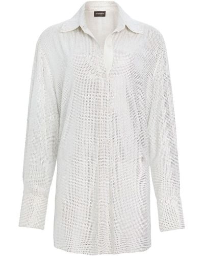 retroféte Maddox Crystal-embellished Shirtdress - White