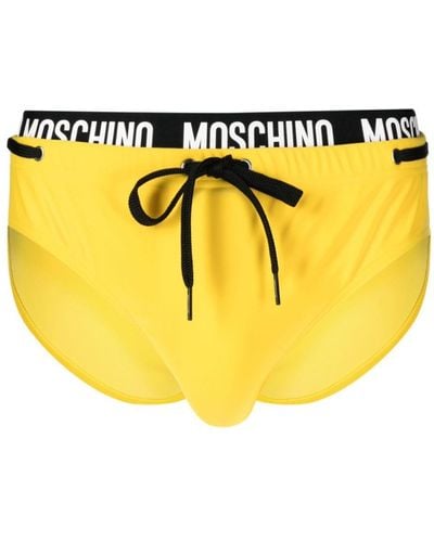 Moschino Logo-waistband Drawstring Swim Trunks - Yellow