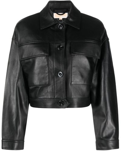 Michael kors leather best sale jacket sale womens