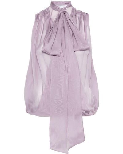 Blumarine Scarf-detailing silk blouse - Lila