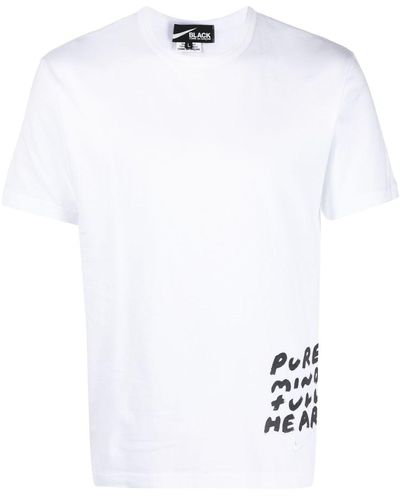 COMME DES GARÇON BLACK Lettering-print Cotton T-shirt - White