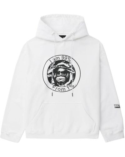 99% Is Challenge Drop-shoulder Cotton Hoodie - White