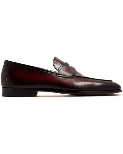 Magnanni Crocodile-effect Leather Loafers - Brown