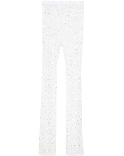 Alessandra Rich Leggins semitranslúcidos con encaje floral - Blanco