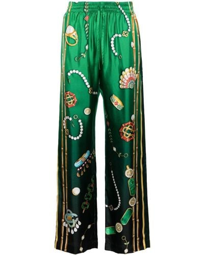 Casablancabrand La Boite A Bijoux Silk Pants - Green