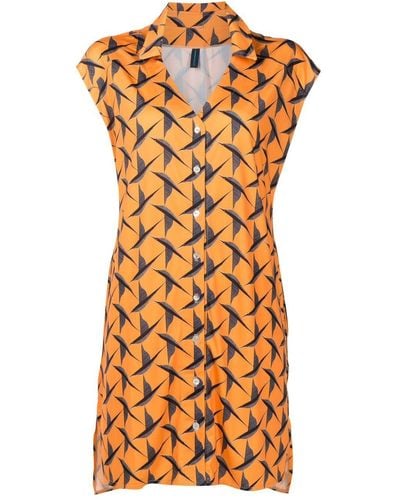 Lygia & Nanny Jamile Bird-print Shirt Dress - Orange
