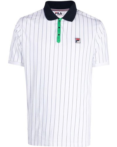 Fila Logo-patch Pinstripe Polo Shirt - White