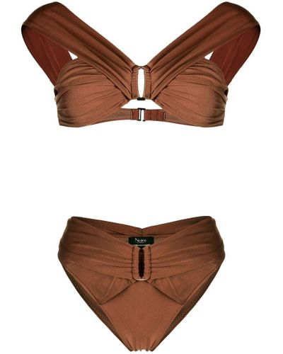 Noire Swimwear Bikini con hombros descubiertos - Marrón