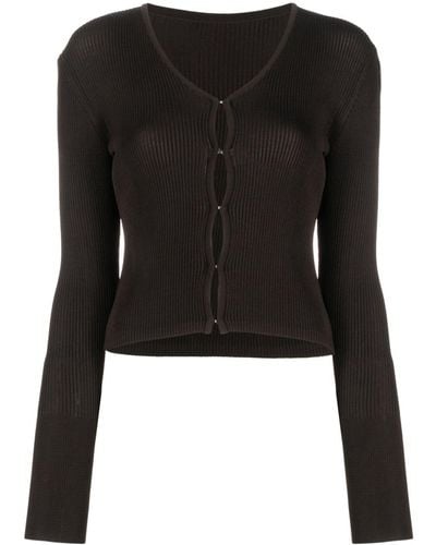 Low Classic Cardigan a coste - Nero