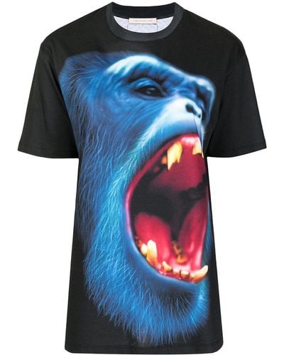 Christopher Kane Camiseta oversize con mono estampado - Negro