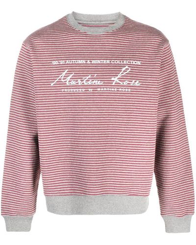 Martine Rose Gestreiftes Sweatshirt mit Logo-Print - Pink