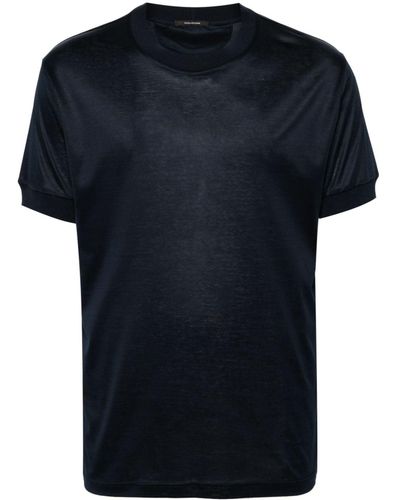 Tagliatore Slub-Texture Cotton T-Shirt - Black