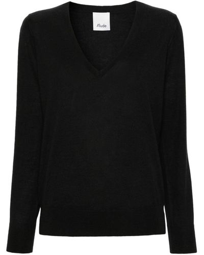 Allude V-neck Cashmere Sweater - Black