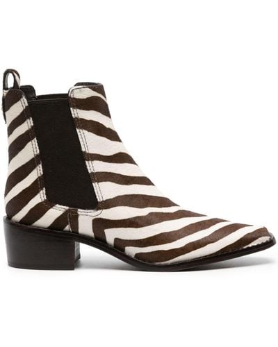 Tory Burch Zebra-print Leather Boots - Brown